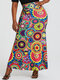 Floral Geometric Print High Waist Buttocks Long Skirt - Multicolor#2
