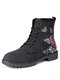 Large Size Women Casual Floral Butterfly Print Comfortable Tooling Boots - Red Butterfly