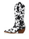 Large Size Cow Pattern Casual Slip-on Chunky Heel Womens Cowboy Boots - Black Cow Pattern