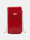 Women Faux Leather Fashion Multifunction Multi-Slots Crossbody Bag Brief Phone Bag - Red