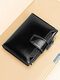 Genuine Leather Retro Multi-slots Wallet Short Multi-Function Purse - Black