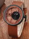 5 Colors PU Wooden Men Vintage Watch Creative Wooden Round Dial Decorative Pointer Quartz Watch - Brown