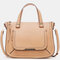 Women Large Capacity Multifunctional Solid Leather Crossbody Bag Handbag - Camel