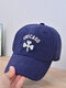 Unisex Cotton Embroidery Clover Flower Pattern Outdoor Sunshade Baseball Hat - Navy