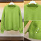 Avocado Green Knit Top Loose Beaded Pullover Sweater - Avocado green