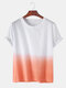Men 100% Cotton Gradient Color Casual T-Shirt - Orange