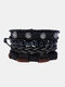 4 Pcs Multi-Layer Leather Men Bracelet Set Hand-Woven Tree Letter Women Beaded Bracelet - #15