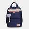 Women Large Capacity School Bag Waterproof Patchwork Backpack  - Blue