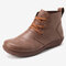 Womens Lace Up Slip Resistant Round Toe Wide Foot Casual Ankle Boots - Brown