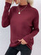 Solid Half-collar Long Sleeve Casual Homewear Sweater - Wine Red