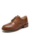 Women Lace-up Comfy Versatile Office Shoes Retro Oxfords Flats - Brown