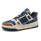 Men Microfiber Leather Breathable Lace Up Casual Sneakers - Blue