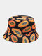 JASSY Women's Cotton Tropical Fruit Papaya Pattern Double Sided Casual Sunscreen Bucket Hat - Black