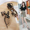 Season Toe Thick With Sandals Female 19 New Fashion Wild Net Red Word With High Heel Women's Shoes - Dark Brown
