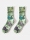 1PC Men Cotton Tie-dye Skull Pattern Fashion Sport Skateboard Anti-slip Plus Size Stockings Tube Socks - Green