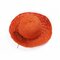 Woman Solid Color Large Edge Cap Travel Shade Straw Hat With Fine Needle Leather Rope  - Orange