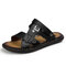 Men Comfy Soft Sole Water Slip On Beach Leather Sandals - Black