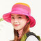 Mens Women Sunscreen Summer Bucket Hat Outdoor Sunshade Breathable Mesh Fisherman Cap - Rose