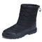 Men Waterproof Cloth Mid-calf Outdoor Warm Lining Ankle Boots - Black