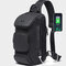 Men Outdoor Travel USB Charging Port Sling Bag Chest Bag - Black