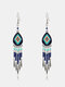 Bohemia Geometric Round Women Earrings Turquoise Drop-Shape Tassel Pendant Earrings Jewelry Gift - #06