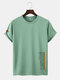 Mens Japanese Character Side Print Street Short Sleeve T-Shirts - Green