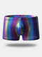 Men Sexy Faux Leather Clubwear Boxer Briefs Colorful Reflective Smooth Night Club Underwear - As Picture