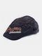Men Cotton Embroidery Letter Outdoor Casual Sunshade Forward Hat Beret Hat Flat Hat - Black
