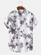 Mens Floral Print Short Sleeve Holiday Curved Hem Shirt - White