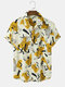 Mens Abstract Color Block Printed Vacation Short Sleeve Shirts - Beige