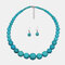 Bohemian Irregular Turquoise Beaded Necklace Geometric Disc Turquoise Earring Set - 01