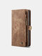 Men Vintage Faux Leather Multifunction Waterproof Wallet Phone Bag - Brown