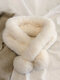Women Faux Rabbit Fur Plush Solid Color Fur Ball Decoration Soft Warmth All-match Cross Scarf - White