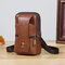 Men Genuine Leather  Multi-carry 6.5 Inch Phone Bag Crossbody Bag Waist Bag Belt Bag - Brown