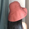 Women Summer Long Brim Foldable Fisherman's Hat Double-side Outdoor Beach Sun Protective Visor Cap - Orange
