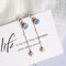 Sweet Ear Drop Earrings Rose Pearls Tessals Chain Pendant Dangle Elegant Jewelry for Women - Blue