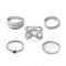 Conjunto de anéis de dedo boêmio 5 peças geométricas redondas de prata anéis de ouro joias da moda para mulheres - Prata