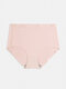Plus Size Women Ice Silk Seamless Antibacterial Breathable High Waist Panty - Pink