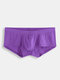 Men Sexy Mini Boxer Briefs Thin Breathable Nude Butt Lifting Patchwork Pouch Plain Underwear - Purple
