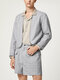 Mens Plaid Long Sleeve Two Pieces Suit - Gray