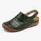 LOSTISY Hook Loop Cloased Toe Comfortable Women Slingback Sandals - Green