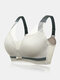Women Contrast Patchwork Bowknot Full Cup Wireless Thin Breathable Back Closure Bra - Green