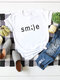 Casual Letter Print Solid Color Short Sleeve  Plus Size T-shirt - White