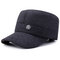 Men Adjustable Warm Ear Windproof Thick Wild Cotton Flat Cap Simple Style Outdoor Home Travel Hat - Grey