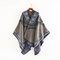 Women Vintage Ethnic Style Woolen Blending Scarf Shawl Casual Soft Warm Breathable Scarf - Gray