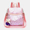 Women Anti theft Multi-Carry Laser Casual Backpack Shoulder Bag - Pink