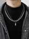 2 Pcs Trendy Fashion Hip-hop Multi-layers Capital Alphabet Letter Shape Titanium Stainless Steel Necklace - J