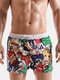 Cartoon Pattern Print Swim Trunks Funny Style Quick Drying Holiday Beachwear for Men - White