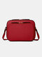 Faux Leather Waterproof Multi-pockets Casual Crossbody Bag - Red