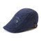 Mens Classic Embroidery Letter Cotton Sunshade Beret Caps Casual Adjustable Forward Hat - Blue